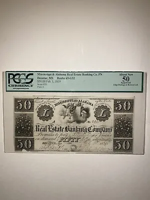 Mississippi & Alabama Real Estate Banking Co. PN Decatur Haxby 65-G32 $50 1839 • $325