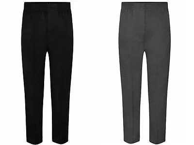 Boys Full Elastic Pull Up Trousers School Wear Fully Elasticated Waist Pant 2-13 • £6.99