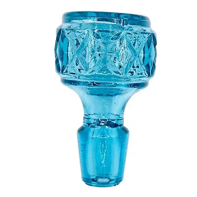 MCM Aqua Glass Decanter Apothecary Bottle Stopper Grape Cluster Diamond 2.5” • $28.86