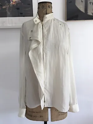 Julien Macdonald SS 2011 / Cream Zip Up Silk Top/jacket / New Romantic/ Sample • £35