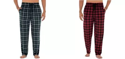 Men George Black Red Plaid Green Fleece Velour Pajama Lounge Pants S M 3XL (P1) • $14.99