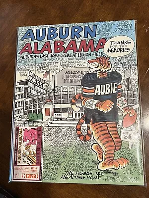 1991 Auburn Vs Alabama Football Game Program & Stub. Last Game In Legion Field • $25