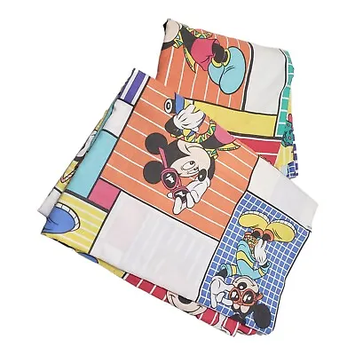 Vintage 1980's Disney  Cool Mickey  Twin Fitted Sheet & Flat Sheet Pacific • $20