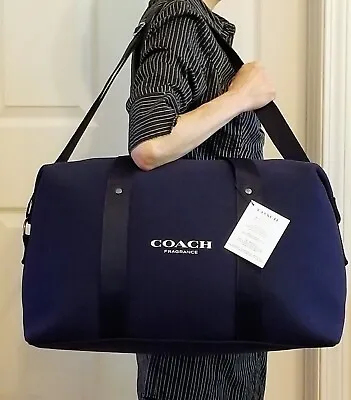Coach Unisex Expandable Weekender Overnighter Duffle Bag Travel Navy Blue NWT • $136.76