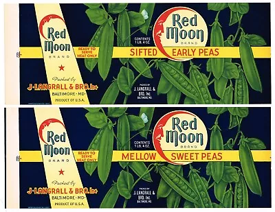 2 Different Original Can Labels Vintage 1937 Maryland Baltimore Red Moon • $7.95