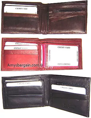 Leather 2-in-1 Man's Wallet 9 Credit Card Space Zip Change Purse Sued Lined Bnwt • $7.96