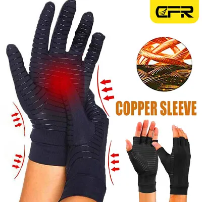 Copper Arthritis Gloves Compression Hand Support Joint Pain Relief Pair US • $7.99