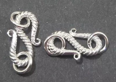 14 Pcs 16X11mm Bali S Hook Clasp Sterling Silver Plated Jewelry Making  AS-57 • $6.99