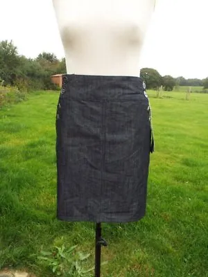 Dark Grey Denim Look Sailor Style Button Opening L 21  Skirt ET VOUS UK 18 BNWT • £13.50