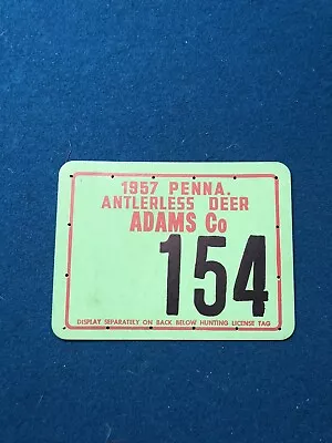 1957 Adams County Pennsylvania County 01 Antlerless Hunting License 154 • $25