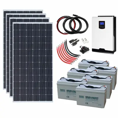 3kW  Full Off Grid Solar 4 X 360W Monocrystalline Solar Panels 3... • £2995