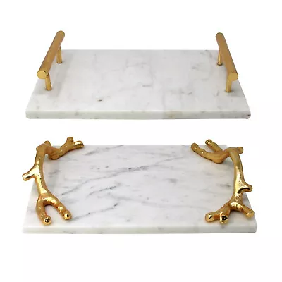 £24.99 • Buy Marble Tray White Candle Vanity Perfume Tray Decorative Serving Drinks Display