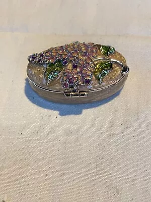 Signed Enamel Monet Floral Trinket Box • $9.99