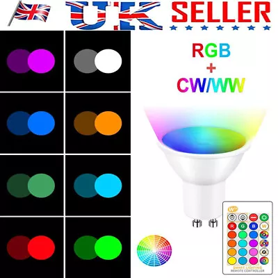 1/4/6/10X GU10 LED Lights Bulbs Spotlight Lamp RGBW/WW 16 Colour Changing Remote • £4.99