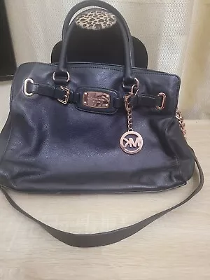 Michael Kors Large Black Leather Tote Chain Strap/Double Handle Shoulder Bag  • $75