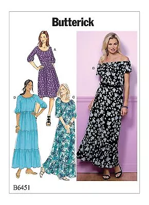 Butterick Easy SEWING PATTERN B6451 Misses Dress Inc Maxi Length XS-M Or L-XXL • £12.37