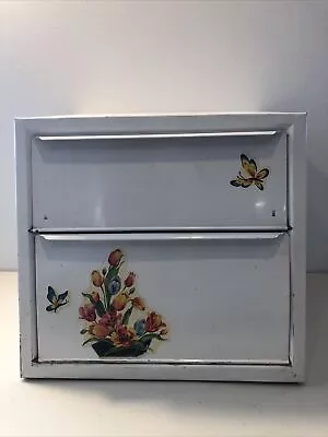 Vintage Mid-Century 2 Door Metal Tin Vented Bread Box Pie Safe Double Shelf • $79.98