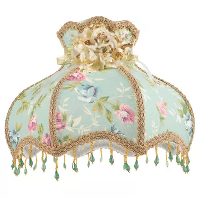  Green Rose High-end Fabric Beaded Lace Lampshade Table Floor Princess Cloth • £36.45