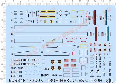 1/200 USAAF US Air Force Lockheed C-130H Hercules Model Kit Water Slide Decal • $6.78