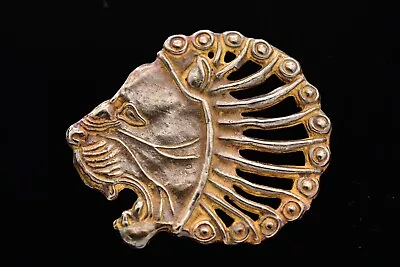 MMA Vintage Lion Pin Brooch Cat Roaring Rustic Gold Tone Signed  BinAQ • $33.56