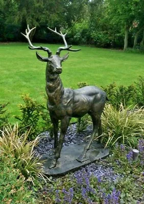 Single Life Size Stag In Cast Iron Large Cast Iron Stag Deer Statue Big Stag • £1252.41