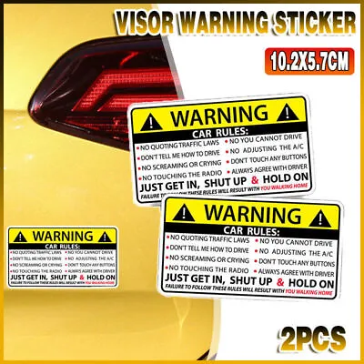 2X Vehicle Rules Visor Warning Sticker Funny Car For JDM Truck Humor Hoon AU • $4.01