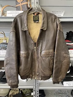 Vintage Avirex G-2 Leather Military Flight Bomber Jacket Made In USA XL BROWN • $80