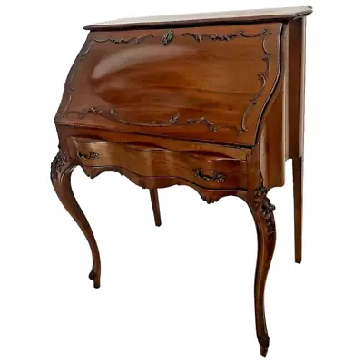 Antique French Desk Secretary Carved Legs  Five Drawers Interior Cabinet • $1395