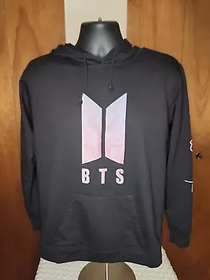 BTS Women's Black Sweatshirt Hoodie Size XL Pullover Casual Concert Music Logo • $12