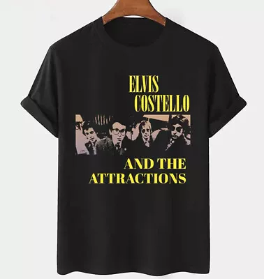 Retro Elvis Costello And The Attractions Black T-Shirt Q83762 • $8.99