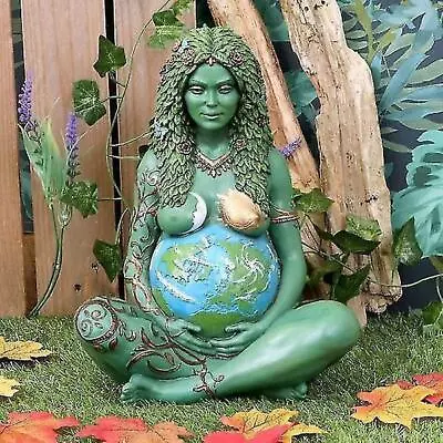 Mother Earth Goddess Garden Statue Figurine Ornament Outdoor Green DIY Art Decor • £9.98