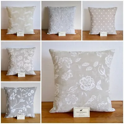Floral Cushion Cover & Insert Beige Cream Linen Hares Country Cottage Cotton • £6.99