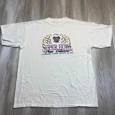 VINTAGE Super Bowl XXXL New Orleans Shirt Mens XL White Superdome Logo 7 1997 * • $18.84