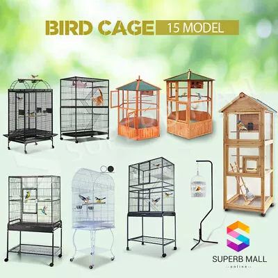 Multi Size Portable Parrot Pet Bird Cage Carrier Stand Canary Budgie Finch Perch • $37.89