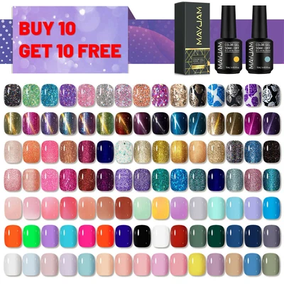 £6.99 • Buy MAYJAM Gel Nail Polish Set Soak Off UV LED Lacquer Base/Top Nail Varnish Gift