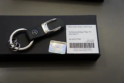 NIB Genuine OEM Mercedes-Benz C Class Premium Leather Chrome Keychain B66957942 • $50