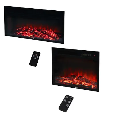 Wall/Inset Fire Fk Firewood Electric Fireplace Insert Heater LED Flame - 30  34  • £107.99