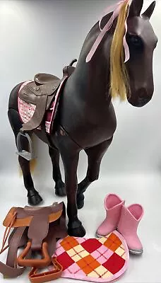 OUR GENERATION 20  THOROUGHBRED HORSE Poseable W/Saddles Blankets Boots • $34.79