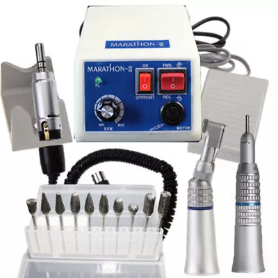 Dental Lab Micro Motor Marathon Polisher Machine+35000 RPM Handpiece+10 Burs USA • $109.49