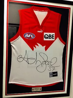 $650 • Buy Adam Goodes Autographed Sydney Swans AFL Jumper Framed OFFICIAL Brownlow