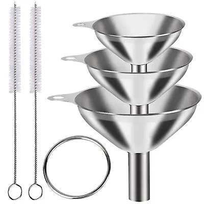 6 Pcs Stainless Steel Mini Funnels For Kitchen Use Large Tiny Small Funnel Set 3 • $10.99