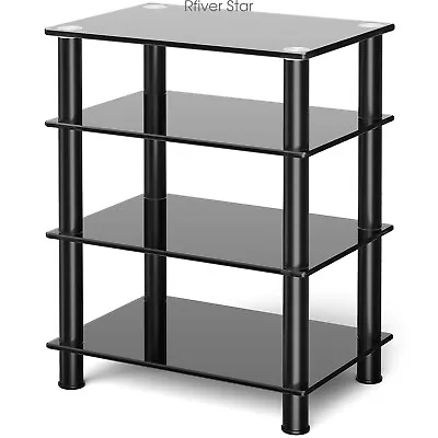 4-Tiers AV Component Media Stand Audio Tower And Media Center Tempered Glass • $68.99