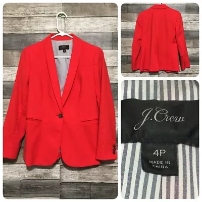 J Crew Wool Blend Blazer Jacket Women’s 4P Red One Button (Read Desc) C6 • $31.99
