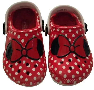 Crocs Disney Minnie Mouse Toddler 8 Slip On Polka Dot Convertable Strap  Clogs • $29.71