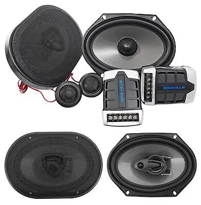 Pair Rockville RV68.2C 6x8 / 5x7  Component Speakers+6x8  Coaxial 3-Way Speakers • $84.95