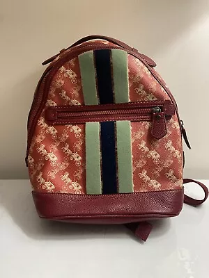 Coach 79235 Barrow Backpack With Horse Carriage Print Varsity Stripe Red • $130