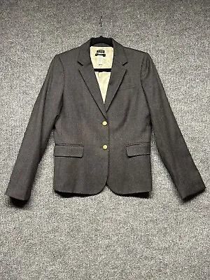 J. Crew Women's Blazer School Boy Sz 10 Black Lined Brass Crest Button Wool • $49.99