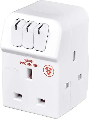 Masterplug MSWG3 Three Socket Surge Protected Adaptor (with Individual Switches) • £9.49