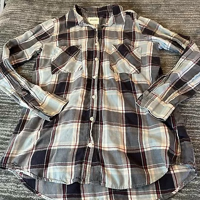 Mudd Shirt Womens Large Long Sleeve Plaid Flannel Button Up Blue 90’s Pockets • $8.99