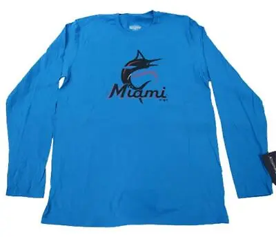 New Miami Marlins Mens Sizes M-L-XL-3XL Long Sleeve Blue Shirt • $13.43